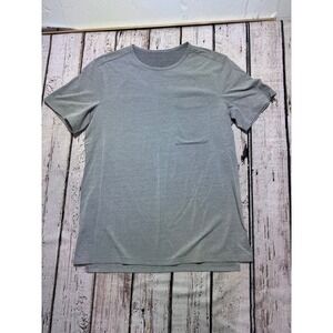 Lululemon Mens Gray Short‎ Sleeve Pocket T-Shirt Heathered Crew Neck Activewear